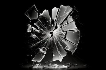 Shards of glass on a black background. AI generated