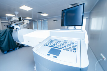 Interior of modern ophthalmology operating room with modern equipment