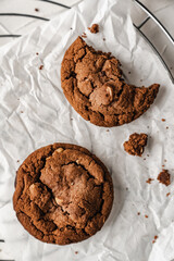 chocolate nut chip cookies on plate white background  nutella