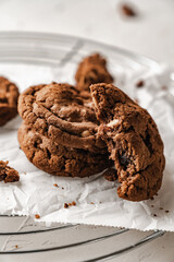 chocolate nut chip cookies on plate white background  nutella