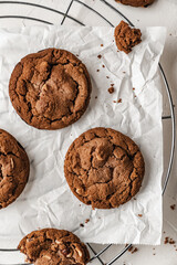 chocolate nut chip cookies on plate white background  nutella
