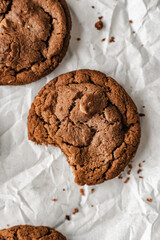 chocolate nut chip cookies on plate white background  nutella