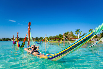 Beautiful lagoon Bacalar in Mexico - 574406067