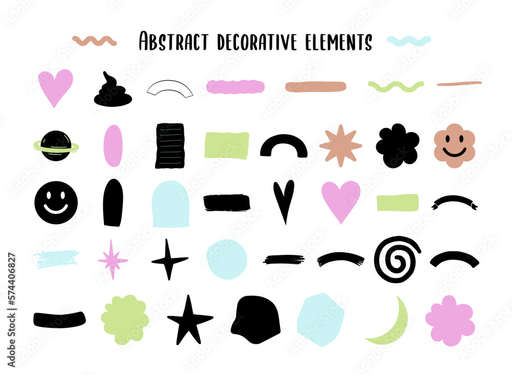 Wall mural vector abstract set of decorative elements. items for navigation and design