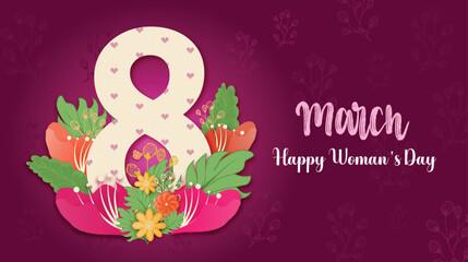 8 march happy women's day floral illustration international women's day vector design