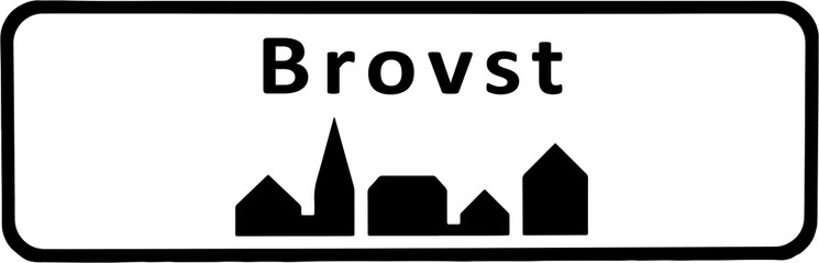 City sign of Brovst - Byskilt Brovst