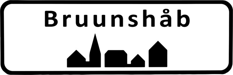 City sign of Bruunshåb - Byskilt Bruunshåb