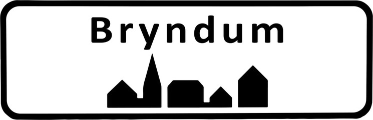 City sign of Bryndum - Byskilt Bryndum