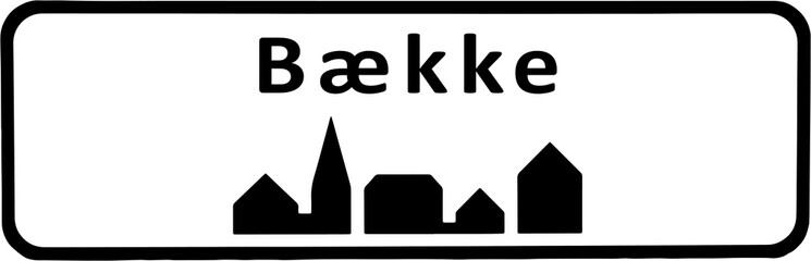 City sign of Bække - Byskilt Bække