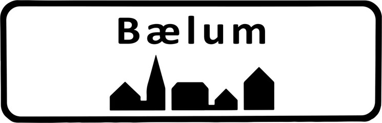City sign of Bælum - Byskilt Bælum