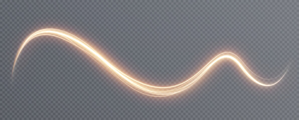 Golden curved light line, rope, tape. Smooth festive gold line png with light effects. Element for your design, advertising, postcards, invitations, screensavers, websites, games.	