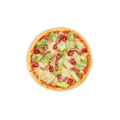 Pizza Pizza Caesar top view on a white background isolate