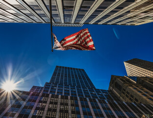 new York Manhattan gratte ciel usa voyage building drapeau 