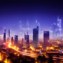 Fototapeta na wymiar City at night - generative ai