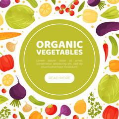 Fresh Vegetables Banner Design with Ripe and Juicy Garden Crop Vector Template