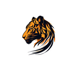 Cartoon colored portrait of a tiger. Vector illustration