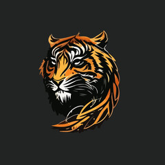 Cartoon colored portrait of a tiger. Vector illustration