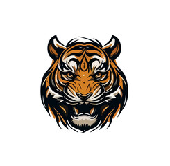 Cartoon colored portrait of a tiger. Vector illustration