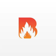 Flame Letter B Logo Design Vector Template. Beautiful Logotype Design For Fire Flames Company Branding.
