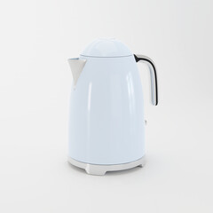 3D rendering Light Blue Vintage Electric Kettle Stainless Steel