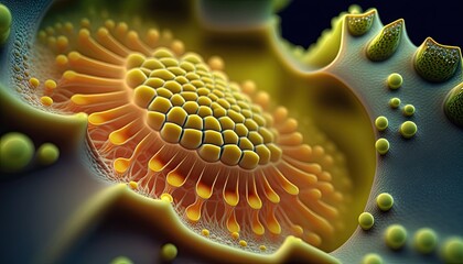 Organic Macrocosm: Detailed Close-Ups of a Living Organism. Generative AI
