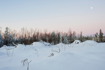 Winter landscape in the mountains, snowy winter landscapes, frosty mornings