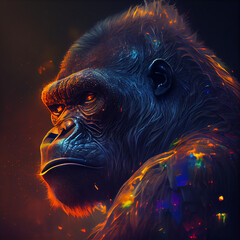 Gorille Cyberpunk AI g&eacute;n&eacute;rative