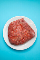 beef with marinate and black pepper on dish