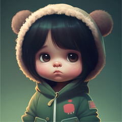 Little cute girl in cap - artificial intelligence
