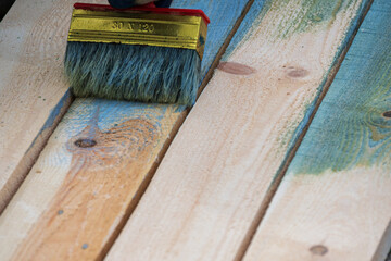 Copy-space on background of wooden boards. Painting of natural fresh wooden boards.