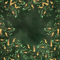 Grafika tekstura szablon  motyw roślinny vintage zielona
 - obrazy, fototapety, plakaty