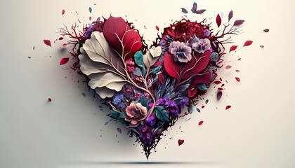 Heart Shape - Flowers - Illustration - Generative AI