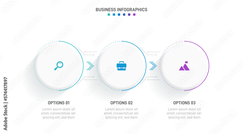 Poster timeline infographic with infochart. modern presentation template with 3 spets for business process.