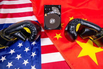 Sport and Technology in Confrontation: Boxing, Flags, and Microchip in One Image.