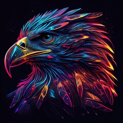 spiritual eagle head wit neon colors , Created using AI Technology