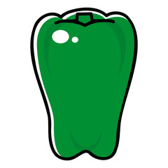 太い線で描かれたカットイラスト / 1個のピーマン