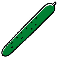 太い線で描かれたカットイラスト / 真っ直ぐなきゅうり