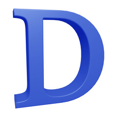 Blue alphabet letter d in 3d render
