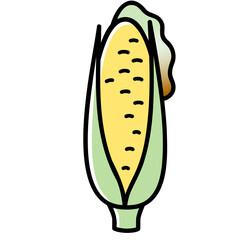 太い線で描かれたカットイラスト / 1本のとうもろこし