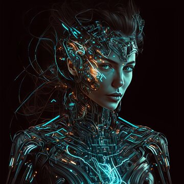 portrait of a robotic woman 