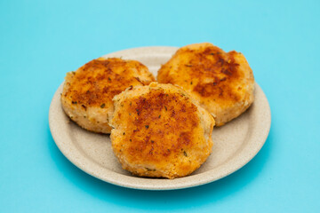 Fried cutlets from minced meat. Pan-fried meatballs.