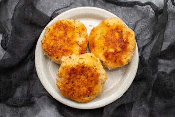 Fried cutlets from minced meat. Pan-fried meatballs.
