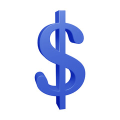 Blue dollar symbol or icon design in 3d rendering

