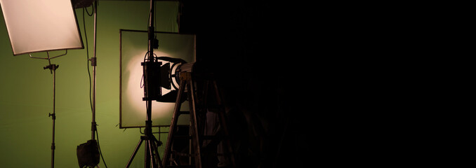 Film light for video production camera in studio set. Use as studio photo shoot light. Big LED spot...