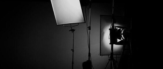 Film light for video production camera in studio set. Use as studio photo shoot light. Big LED spot...