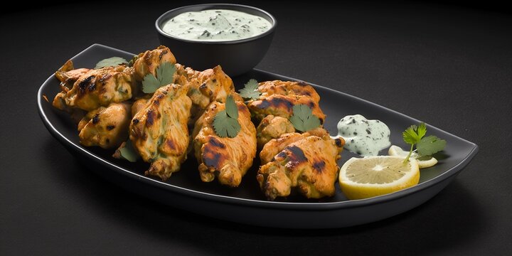 Delicious Chicken Malai Tikka Hahnchenfleisch mit milder So&szlig;e W&uuml;rzung, ai generativ