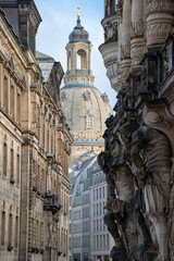 Old town of baroque Dresden, popular touristic attraction, Germany