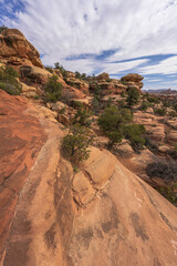 hiking the chesler park loop trail in the needles in canyonlands national park, usa