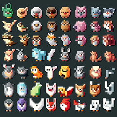 pixelated animal characters