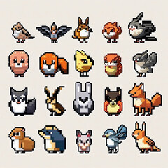 pixelated animal characters